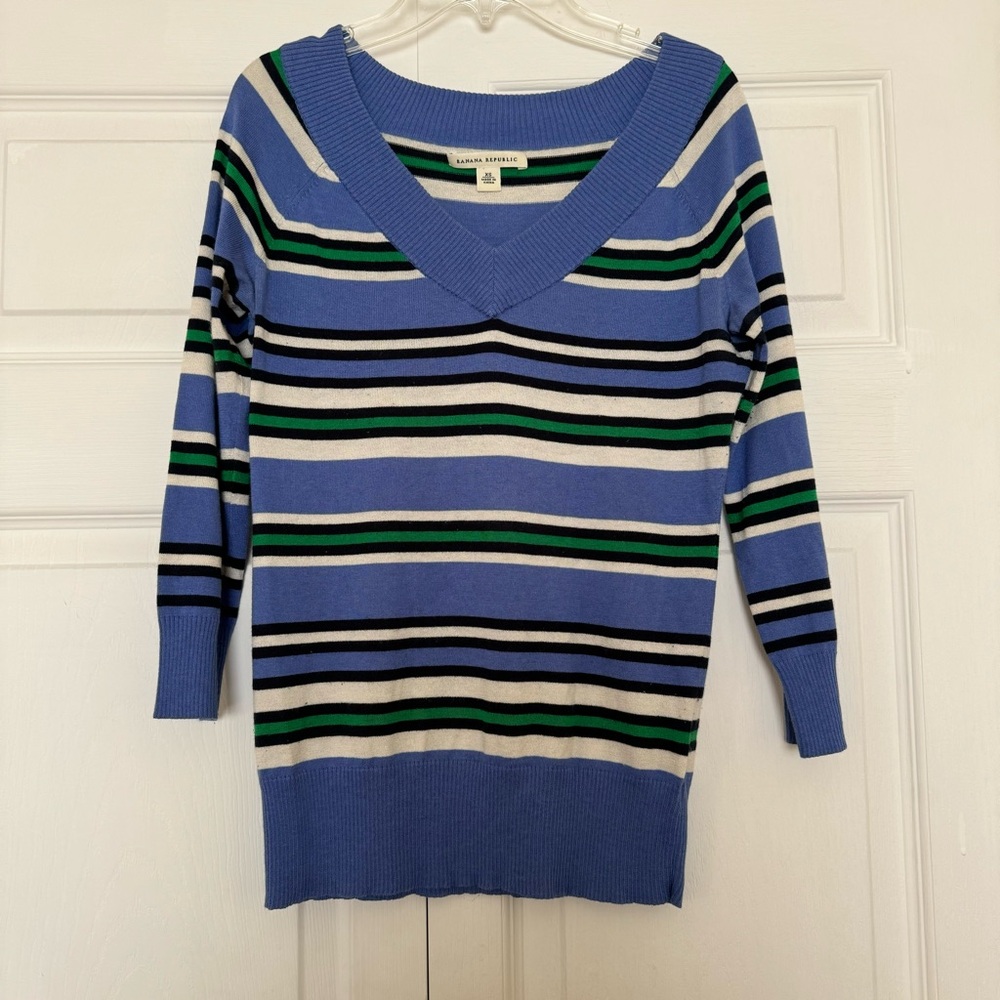 Banana Republic Blue with Stripes Sweater Size XS